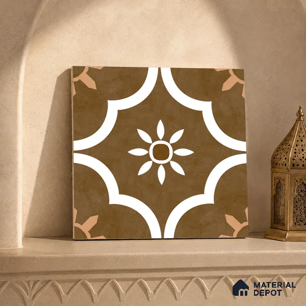 Moroccan Floor & Wall Tile TL 08315 B Omega Terra 1 ft x 1 ft Matte Finish Vitrified Tile - 9 mm | Suitable for Bathroom, Kitchen, Balcony | Please Expect a Slight Variation of Pattern