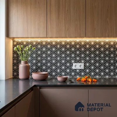 Moroccan Floor & Wall Tile TL 08316 B Sparkle Nero 1 ft x 1 ft Matte Finish Vitrified Tile - 9 mm | Suitable for Bathroom, Kitchen, Balcony | Please Expect a Slight Variation of Pattern