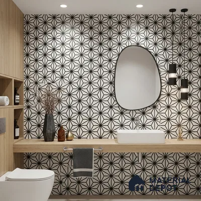 Moroccan Floor & Wall Tile TL 08316 Sparkle Bianco 1 ft x 1 ft Matte Finish Vitrified Tile - 9 mm | Suitable for Bathroom, Kitchen, Balcony | Please Expect a Slight Variation of Pattern
