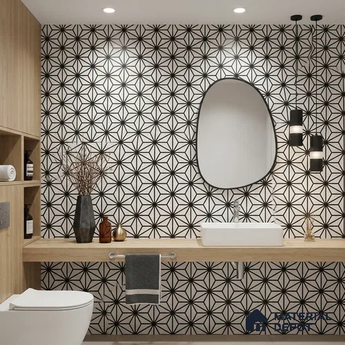 Moroccan Floor & Wall Tile TL 08316 Sparkle Bianco 1 ft x 1 ft Matte Finish Vitrified Tile - 9 mm | Suitable for Bathroom, Kitchen, Balcony | Please Expect a Slight Variation of Pattern