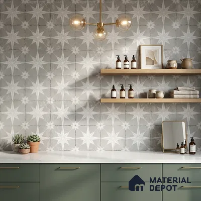 Moroccan Floor & Wall Athangudi Tile TL 08317 B Athena Gris 1 ft x 1 ft Matte Finish Vitrified Tile - 9 mm | Suitable for Bathroom, Kitchen, Balcony | Please Expect a Slight Variation of Pattern