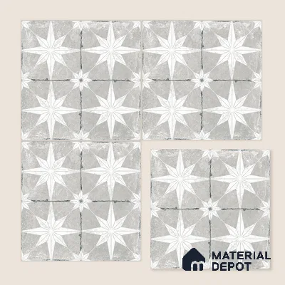 Moroccan Floor & Wall Athangudi Tile TL 08317 B Athena Gris 1 ft x 1 ft Matte Finish Vitrified Tile - 9 mm | Suitable for Bathroom, Kitchen, Balcony | Please Expect a Slight Variation of Pattern