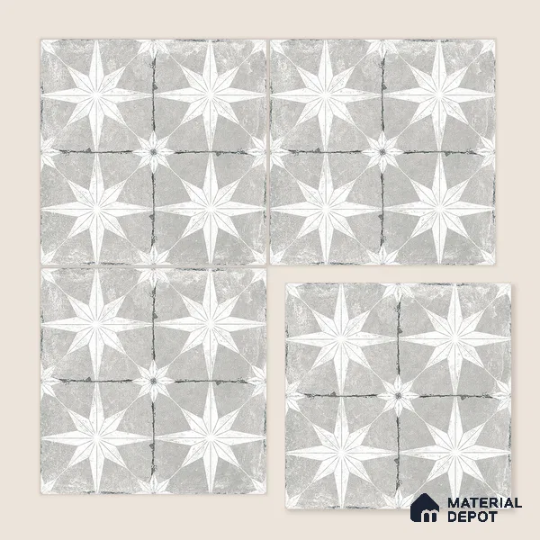 Moroccan Floor & Wall Athangudi Tile TL 08317 B Athena Gris 1 ft x 1 ft Matte Finish Vitrified Tile - 9 mm | Suitable for Bathroom, Kitchen, Balcony | Please Expect a Slight Variation of Pattern