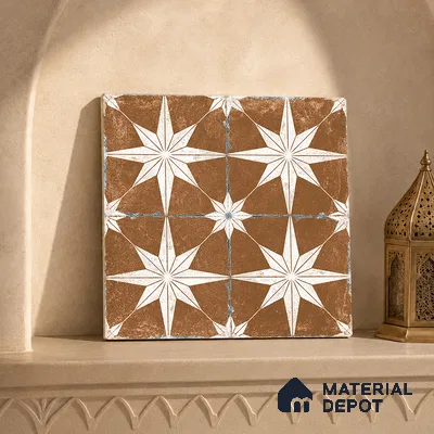 Moroccan Floor & Wall Athangudi Tile TL 08317 C Athena Terra 1 ft x 1 ft Matte Finish Vitrified Tile - 9 mm | Suitable for Bathroom, Kitchen, Balcony | Please Expect a Slight Variation of Pattern