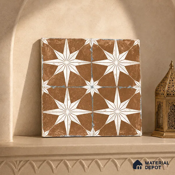Moroccan Floor & Wall Athangudi Tile TL 08317 C Athena Terra 1 ft x 1 ft Matte Finish Vitrified Tile - 9 mm | Suitable for Bathroom, Kitchen, Balcony | Please Expect a Slight Variation of Pattern