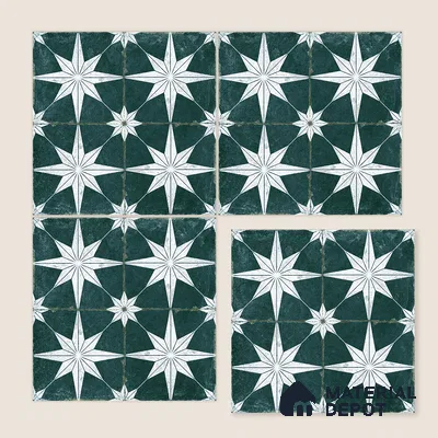 Moroccan Floor & Wall Athangudi Tile TL 08317 D Athena Verde 1 ft x 1 ft Matte Finish Vitrified Tile - 9 mm | Suitable for Bathroom, Kitchen, Balcony | Please Expect a Slight Variation of Pattern