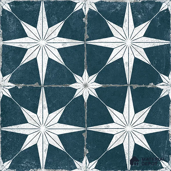 Moroccan Floor & Wall Athangudi Tile TL 08317 Athena Azul 1 ft x 1 ft Matte Finish Vitrified Tile - 9 mm | Suitable for Bathroom, Kitchen, Balcony | Please Expect a Slight Variation of Pattern