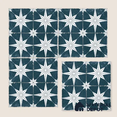 Moroccan Floor & Wall Athangudi Tile TL 08317 Athena Azul 1 ft x 1 ft Matte Finish Vitrified Tile - 9 mm | Suitable for Bathroom, Kitchen, Balcony | Please Expect a Slight Variation of Pattern