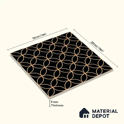 Moroccan Floor & Wall Tile TL 08320 Eclipse 1 ft x 1 ft Matte Finish Vitrified Tile - 9 mm | Suitable for Bathroom, Kitchen, Balcony | Please Expect a Slight Variation of Pattern