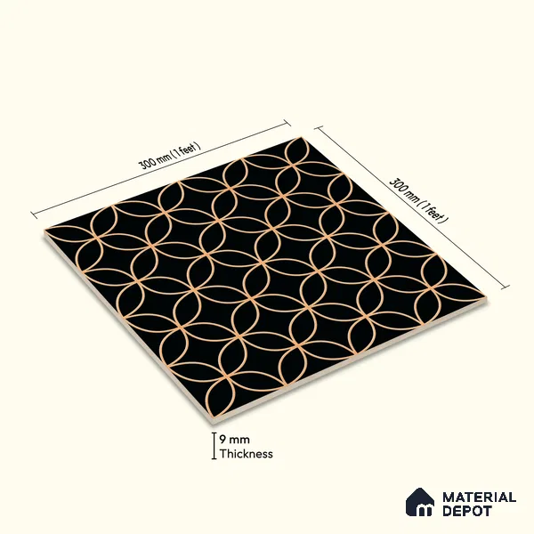 Moroccan Floor & Wall Tile TL 08320 Eclipse 1 ft x 1 ft Matte Finish Vitrified Tile - 9 mm | Suitable for Bathroom, Kitchen, Balcony | Please Expect a Slight Variation of Pattern