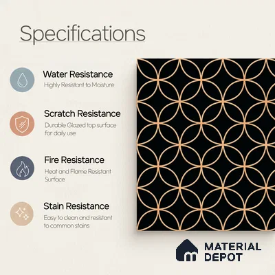 Moroccan Floor & Wall Tile TL 08320 Eclipse 1 ft x 1 ft Matte Finish Vitrified Tile - 9 mm | Suitable for Bathroom, Kitchen, Balcony | Please Expect a Slight Variation of Pattern