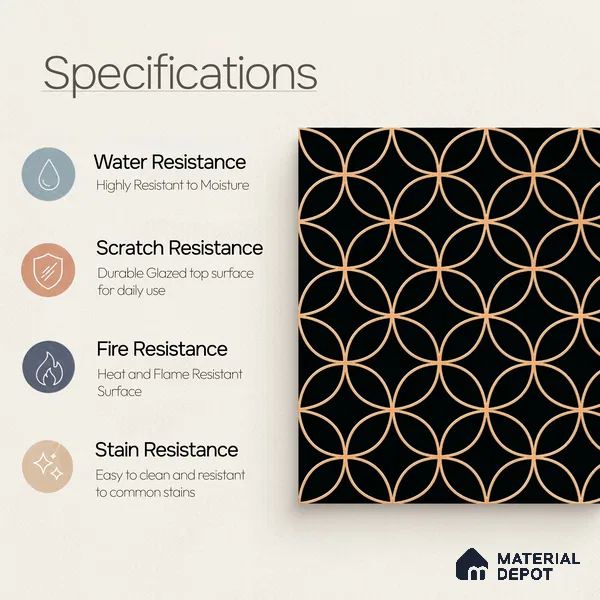 Moroccan Floor & Wall Tile TL 08320 Eclipse 1 ft x 1 ft Matte Finish Vitrified Tile - 9 mm | Suitable for Bathroom, Kitchen, Balcony | Please Expect a Slight Variation of Pattern