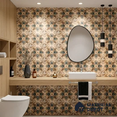 Moroccan Floor & Wall Tile TL 08321 Harmonia 1 ft x 1 ft Matte Finish Vitrified Tile - 9 mm | Suitable for Bathroom, Kitchen, Balcony | Please Expect a Slight Variation of Pattern