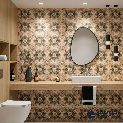 Moroccan Floor & Wall Tile TL 08321 Harmonia 1 ft x 1 ft Matte Finish Vitrified Tile - 9 mm | Suitable for Bathroom, Kitchen, Balcony | Please Expect a Slight Variation of Pattern
