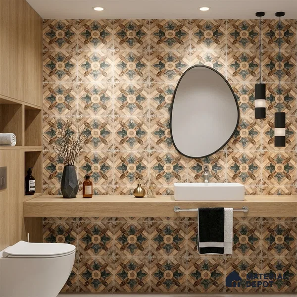 Moroccan Floor & Wall Tile TL 08321 Harmonia 1 ft x 1 ft Matte Finish Vitrified Tile - 9 mm | Suitable for Bathroom, Kitchen, Balcony | Please Expect a Slight Variation of Pattern