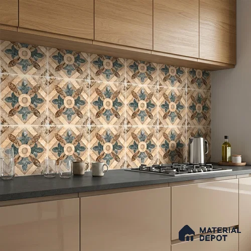 Moroccan Floor & Wall Tile TL 08321 Harmonia 1 ft x 1 ft Matte Finish Vitrified Tile - 9 mm | Suitable for Bathroom, Kitchen, Balcony | Please Expect a Slight Variation of Pattern