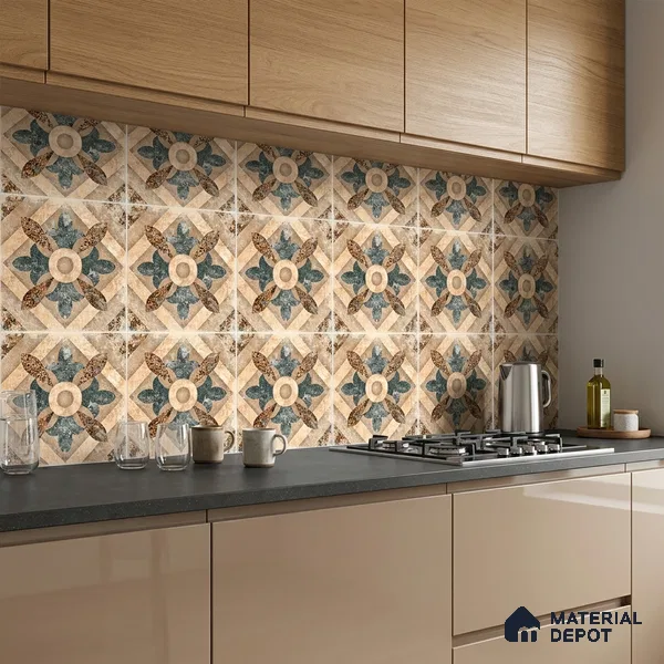 Moroccan Floor & Wall Tile TL 08321 Harmonia 1 ft x 1 ft Matte Finish Vitrified Tile - 9 mm | Suitable for Bathroom, Kitchen, Balcony | Please Expect a Slight Variation of Pattern