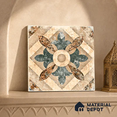 Moroccan Floor & Wall Tile TL 08321 Harmonia 1 ft x 1 ft Matte Finish Vitrified Tile - 9 mm | Suitable for Bathroom, Kitchen, Balcony | Please Expect a Slight Variation of Pattern