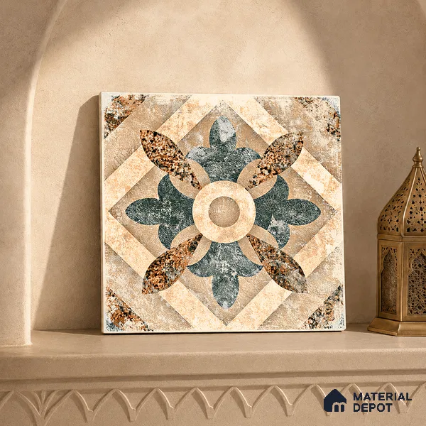 Moroccan Floor & Wall Tile TL 08321 Harmonia 1 ft x 1 ft Matte Finish Vitrified Tile - 9 mm | Suitable for Bathroom, Kitchen, Balcony | Please Expect a Slight Variation of Pattern