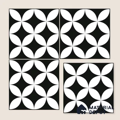 Moroccan Floor & Wall Tile TL 08322 Monochrome Helios 1 ft x 1 ft Matte Finish Vitrified Tile - 9 mm | Suitable for Bathroom, Kitchen, Entryway | Please Expect a Slight Variation of Pattern