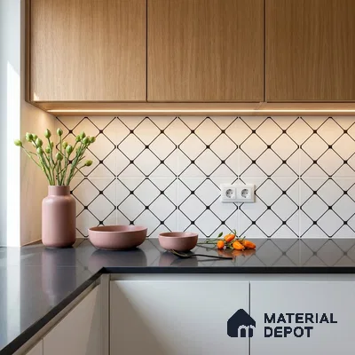 Moroccan Floor & Wall Tile TL 08323 Monochrome Plutus 1 ft x 1 ft Matte Finish Vitrified Tile - 9 mm | Suitable for Bathroom, Kitchen, Entryway | Please Expect a Slight Variation of Pattern