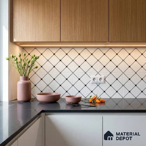 Moroccan Floor & Wall Tile TL 08323 Monochrome Plutus 1 ft x 1 ft Matte Finish Vitrified Tile - 9 mm | Suitable for Bathroom, Kitchen, Entryway | Please Expect a Slight Variation of Pattern