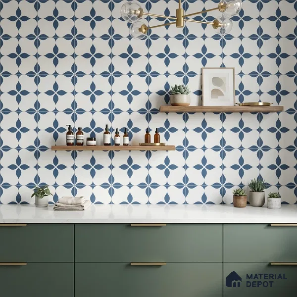 Moroccan Floor & Wall Tile TL 08324 Zeus 1 ft x 1 ft Matte Finish Vitrified Tile - 9 mm | Suitable for Bathroom, Kitchen, Balcony | Please Expect a Slight Variation of Pattern