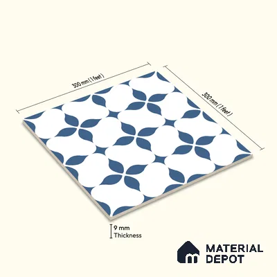 Moroccan Floor & Wall Tile TL 08324 Zeus 1 ft x 1 ft Matte Finish Vitrified Tile - 9 mm | Suitable for Bathroom, Kitchen, Balcony | Please Expect a Slight Variation of Pattern