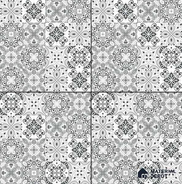 Moroccan Floor & Wall Tile TL 08335 Moroccon 02 2 ft x 2 ft Matte Finish Vitrified Tile - 9 mm | 2 Random Design | Suitable For Kitchen Backsplash, Balcony, Dining Area | Please Expect a Slight Variation of Pattern