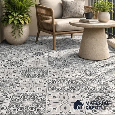 Moroccan Floor & Wall Tile TL 08335 Moroccon 02 2 ft x 2 ft Matte Finish Vitrified Tile - 9 mm | 2 Random Design | Suitable For Kitchen Backsplash, Balcony, Dining Area | Please Expect a Slight Variation of Pattern