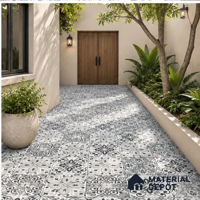 Moroccan Floor & Wall Tile TL 08335 Moroccon 02 2 ft x 2 ft Matte Finish Vitrified Tile - 9 mm | 2 Random Design | Suitable For Kitchen Backsplash, Balcony, Dining Area | Please Expect a Slight Variation of Pattern