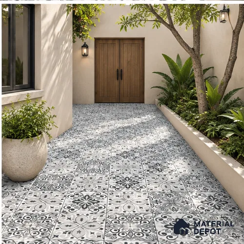Moroccan Floor & Wall Tile TL 08335 Moroccon 02 2 ft x 2 ft Matte Finish Vitrified Tile - 9 mm | 2 Random Design | Suitable For Kitchen Backsplash, Balcony, Dining Area | Please Expect a Slight Variation of Pattern