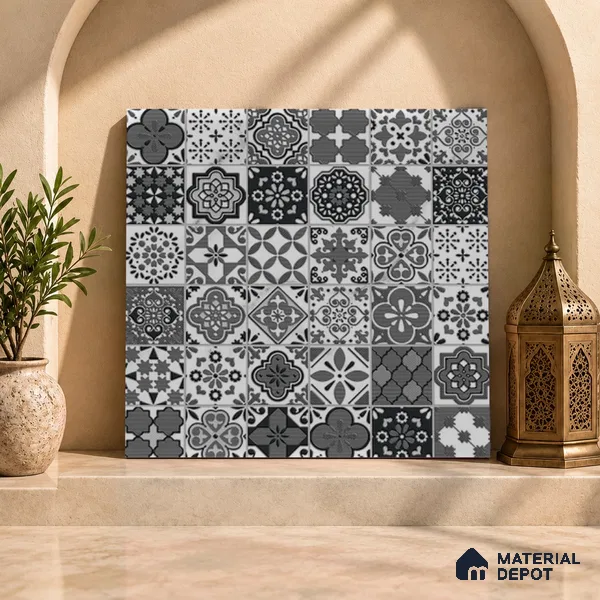 Moroccan Floor & Wall Tile TL 08336 Moroccon 05 2 ft x 2 ft Matte Finish Vitrified Tile - 9 mm | 1 Random Design | Suitable For Kitchen Backsplash, Balcony, Dining Area | Please Expect a Slight Variation of Pattern
