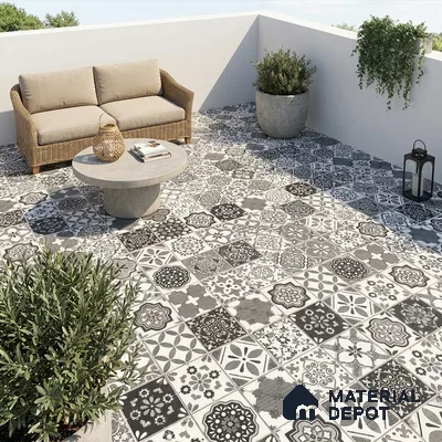 Moroccan Floor & Wall Tile TL 08336 Moroccon 05 2 ft x 2 ft Matte Finish Vitrified Tile - 9 mm | 1 Random Design | Suitable For Kitchen Backsplash, Balcony, Dining Area | Please Expect a Slight Variation of Pattern