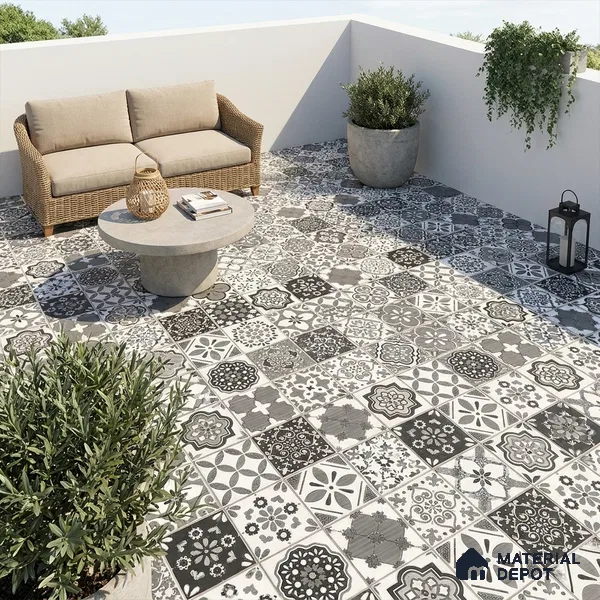 Moroccan Floor & Wall Tile TL 08336 Moroccon 05 2 ft x 2 ft Matte Finish Vitrified Tile - 9 mm | 1 Random Design | Suitable For Kitchen Backsplash, Balcony, Dining Area | Please Expect a Slight Variation of Pattern