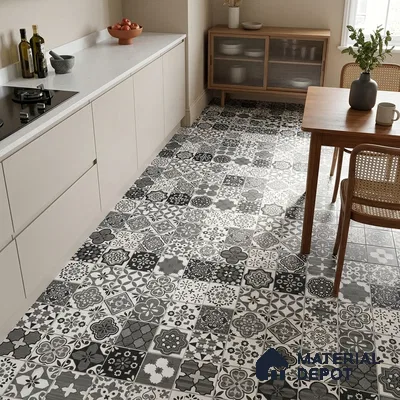 Moroccan Floor & Wall Tile TL 08336 Moroccon 05 2 ft x 2 ft Matte Finish Vitrified Tile - 9 mm | 1 Random Design | Suitable For Kitchen Backsplash, Balcony, Dining Area | Please Expect a Slight Variation of Pattern