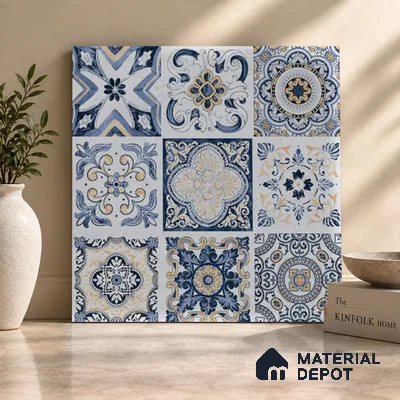 Moroccan Floor & Wall Tile TL 08337 Moroccon 06 2 ft x 2 ft Matte Finish Vitrified Tile - 9 mm | 1 Random Design | Suitable For Balcony, Bedroom, Dining Area | Please Expect a Slight Variation of Pattern