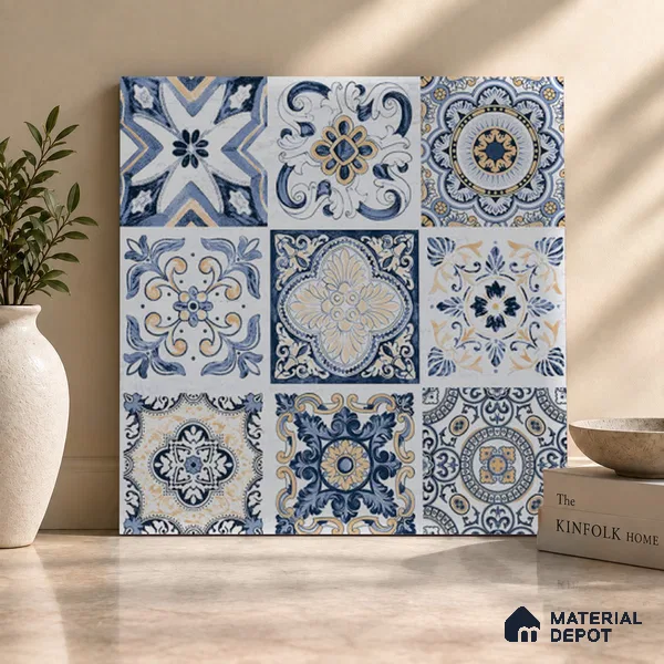 Moroccan Floor & Wall Tile TL 08337 Moroccon 06 2 ft x 2 ft Matte Finish Vitrified Tile - 9 mm | 1 Random Design | Suitable For Balcony, Bedroom, Dining Area | Please Expect a Slight Variation of Pattern