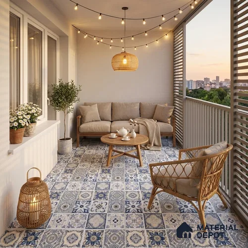 Moroccan Floor & Wall Tile TL 08337 Moroccon 06 2 ft x 2 ft Matte Finish Vitrified Tile - 9 mm | 1 Random Design | Suitable For Balcony, Bedroom, Dining Area | Please Expect a Slight Variation of Pattern
