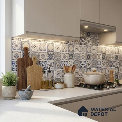Moroccan Floor & Wall Tile TL 08337 Moroccon 06 2 ft x 2 ft Matte Finish Vitrified Tile - 9 mm | 1 Random Design | Suitable For Balcony, Bedroom, Dining Area | Please Expect a Slight Variation of Pattern