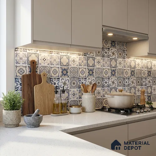 Moroccan Floor & Wall Tile TL 08337 Moroccon 06 2 ft x 2 ft Matte Finish Vitrified Tile - 9 mm | 1 Random Design | Suitable For Balcony, Bedroom, Dining Area | Please Expect a Slight Variation of Pattern