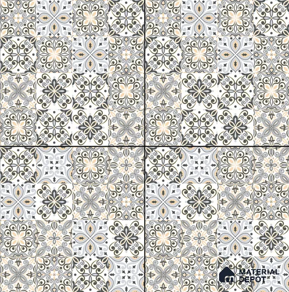 Moroccan Floor & Wall Tile TL 08338 Moroccon 07 2 ft x 2 ft Matte Finish Vitrified Tile - 9 mm | 2 Random Design | Suitable For Kitchen Backsplash, Balcony, Dining Area | Please Expect a Slight Variation of Pattern