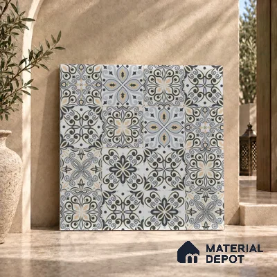 Moroccan Floor & Wall Tile TL 08338 Moroccon 07 2 ft x 2 ft Matte Finish Vitrified Tile - 9 mm | 2 Random Design | Suitable For Kitchen Backsplash, Balcony, Dining Area | Please Expect a Slight Variation of Pattern