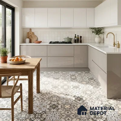 Moroccan Floor & Wall Tile TL 08338 Moroccon 07 2 ft x 2 ft Matte Finish Vitrified Tile - 9 mm | 2 Random Design | Suitable For Kitchen Backsplash, Balcony, Dining Area | Please Expect a Slight Variation of Pattern