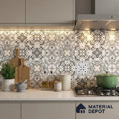 Moroccan Floor & Wall Tile TL 08338 Moroccon 07 2 ft x 2 ft Matte Finish Vitrified Tile - 9 mm | 2 Random Design | Suitable For Kitchen Backsplash, Balcony, Dining Area | Please Expect a Slight Variation of Pattern