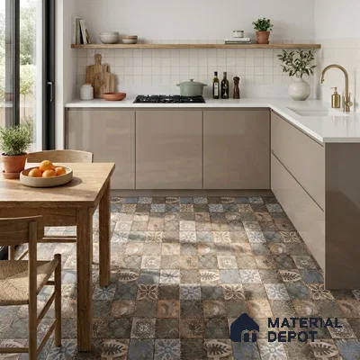 Moroccan Floor & Wall Tile TL 08339 Moroccon 11 2 ft x 2 ft Matte Finish Vitrified Tile - 9 mm | 1 Random Design | Suitable For Courtyard, Balcony, Corridor | Please Expect a Slight Variation of Pattern