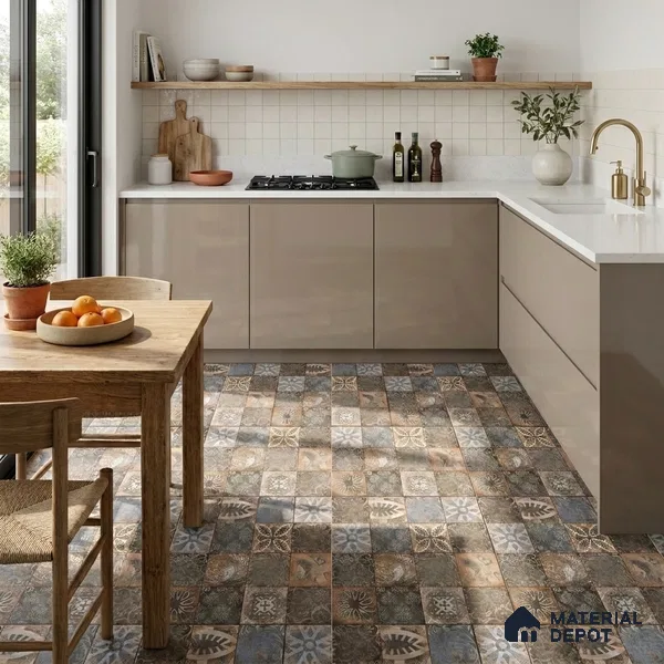 Moroccan Floor & Wall Tile TL 08339 Moroccon 11 2 ft x 2 ft Matte Finish Vitrified Tile - 9 mm | 1 Random Design | Suitable For Courtyard, Balcony, Corridor | Please Expect a Slight Variation of Pattern