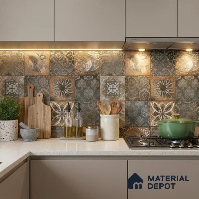 Moroccan Floor & Wall Tile TL 08339 Moroccon 11 2 ft x 2 ft Matte Finish Vitrified Tile - 9 mm | 1 Random Design | Suitable For Courtyard, Balcony, Corridor | Please Expect a Slight Variation of Pattern