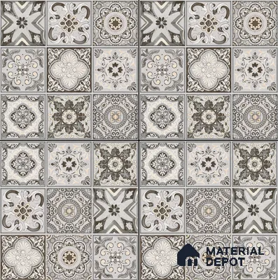 Moroccan Floor & Wall Tile TL 08340 Moroccon 12 2 ft x 2 ft Matte Finish Vitrified Tile - 9 mm | 2 Random Design | Suitable For Kitchen Backsplash, Balcony, Dining Area | Please Expect a Slight Variation of Pattern