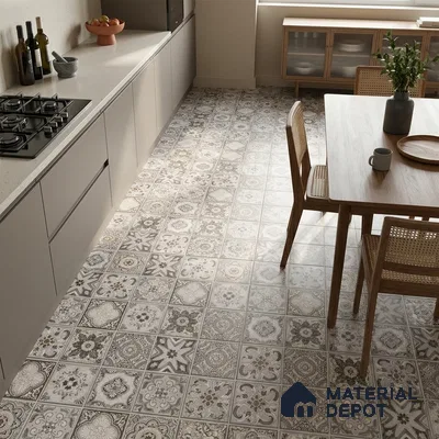 Moroccan Floor & Wall Tile TL 08340 Moroccon 12 2 ft x 2 ft Matte Finish Vitrified Tile - 9 mm | 2 Random Design | Suitable For Kitchen Backsplash, Balcony, Dining Area | Please Expect a Slight Variation of Pattern